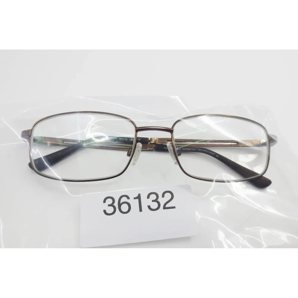 Turboflex TF368 Eyeglass Frames Bronze Brown Rectangular Metal 54-18-140 Mens